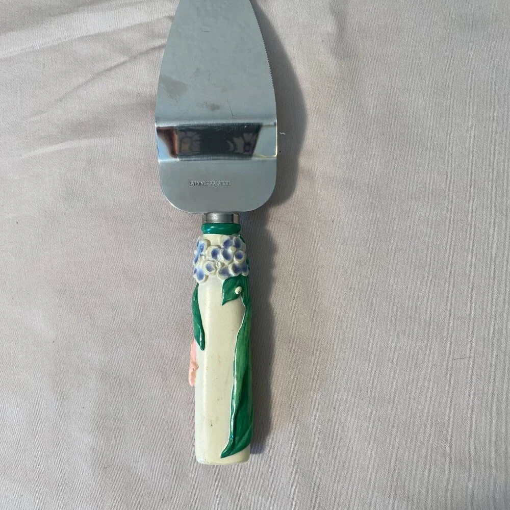 EUC Pflatzgraff Garden Party Pie Serving Utensil Pink Tulips‎ Stainless Steel